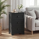 Farmhouse Nightstand with 3 Storage Drawers and Handles