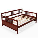 Classic Wooden Full Size Daybed Frame with Guardrails