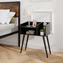 Mid Century Modern Nightstand with Open Shelves