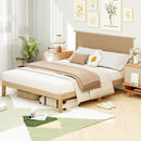 Twin/Full/Queen Size Bed Frame with Rattan Headboard