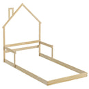 Twin Size Floor Bed with Chimney and Headboard and Handrail