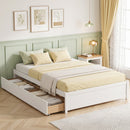 Full Size Wooden Bed Frame with 2 Rolling Storage Drawers