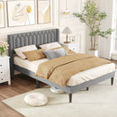 Queen Size Dutch Velvet/Linen Fabric Upholstered Platform Bed with Wingback Headboard and Wooden Slat Support by LJGDeals