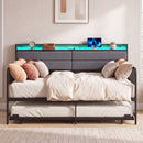 Twin Size Daybed with Trundle and Metal Bed Frame with Headboard