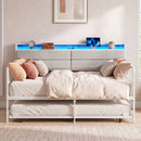 Twin Size Daybed with Trundle and Metal Bed Frame with Headboard