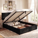 Queen Size Lift-up Storage Bed with Wooden Slat Support