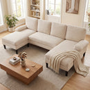 U-shaped Sectional Couch with Double Chaise for Living Room