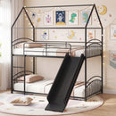Bunk Bed Twin Over Twin House Bunk Bed Frame with Metal Slats