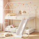 Bunk Bed Twin Over Twin House Bunk Bed Frame with Metal Slats