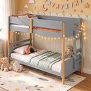 Twin Over Twin Bunk Bed with Convertible Design and Ladder