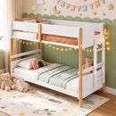 Twin Over Twin Bunk Bed with Convertible Design and Ladder