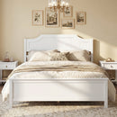 Solid Wood Platform Bed Frame with Headboard in White