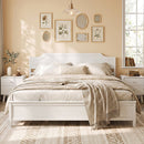 Solid Wood Platform Bed Frame with Headboard in White