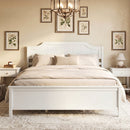 Solid Wood Platform Bed Frame with Headboard in White