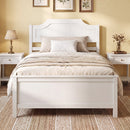 Solid Wood Platform Bed Frame with Headboard in White