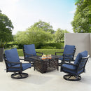 Black Aluminum Fire Table Set with Four Club Chairs