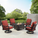 Black Aluminum Fire Table Set with Four Club Chairs