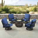 Black Aluminum Fire Table Set with Four Club Chairs