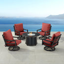 Black Aluminum Fire Table Set with Four Club Chairs