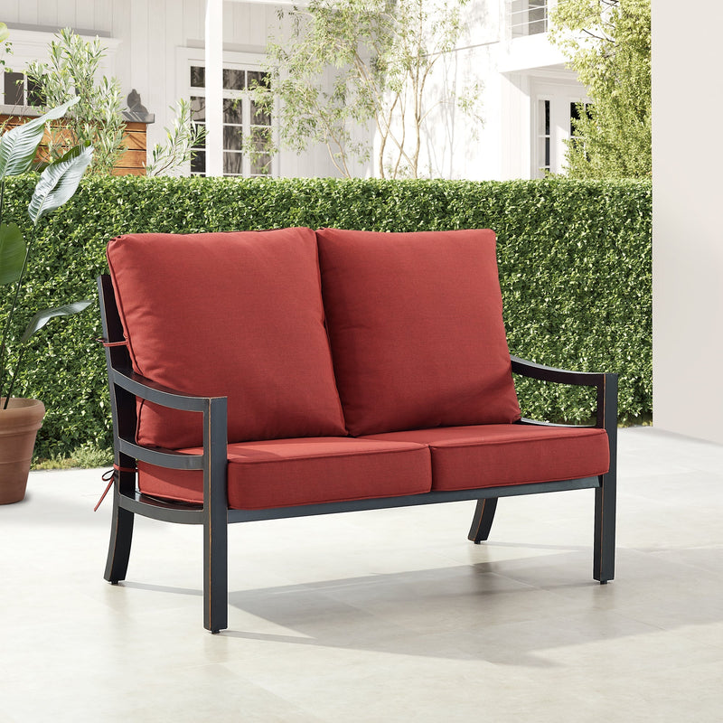 Black Aluminum Deep Seating Loveseat with Cushions