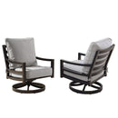 Aluminum 34-in Round Patio Fire Table Set with Swivel Rocking Chairs