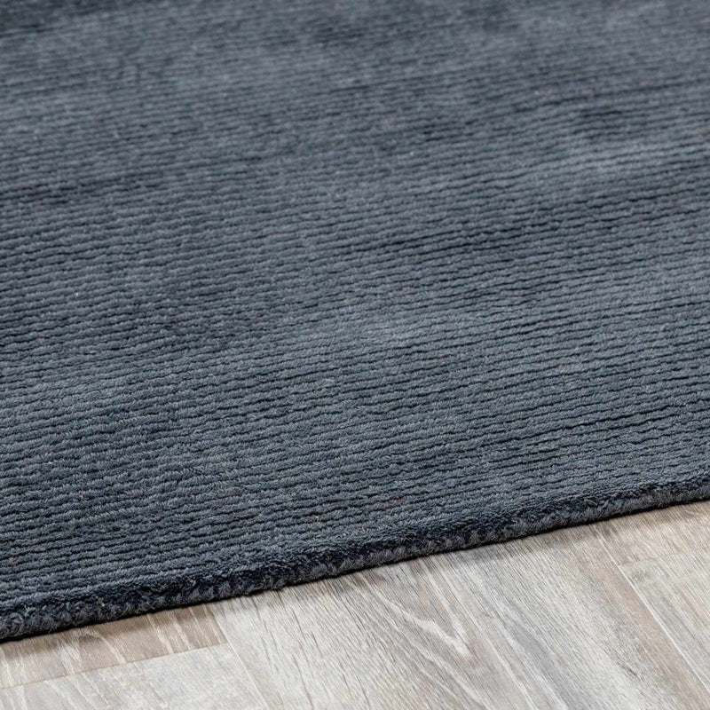 Brockton Solid Black Wool Rug