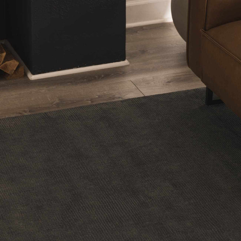 Brockton Solid Black Wool Rug