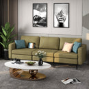 Convertible Leather Sofa Couch with Magazine Pockets 3-Seat with 2 USB Port
