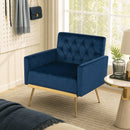Modern Velvet Upholstered Accent Chair with Button-Tufted Back and Adjustable Feet