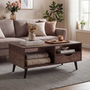 Coffee Table with Storage Rustic Rectangle Center Table