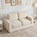 2-Seater Floor Couch Loveseat Foam Sofa with Removable Corduroy Cover