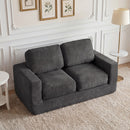 2-Seater Floor Couch Loveseat Foam Sofa with Removable Corduroy Cover