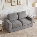 2-Seater Floor Couch Loveseat Foam Sofa with Removable Corduroy Cover