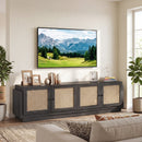 Farmhouse TV Stand for TVs up to 75" with Rattan Doors