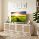 Farmhouse TV Stand for TVs up to 75" with Rattan Doors