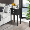 Side Table End Accent Table with 2 Drawers-White