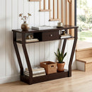 Curved Frame Modern Console Table with Storage Drawer for Entryway