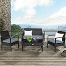 4 Pieces Patio Rattan Cushioned Furniture Set