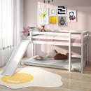 Twin Size Low Sturdy Loft Bed with Slide Wood