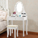3 Drawers Lighted Mirror Vanity Dressing Table Stool Set