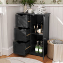 Bathroom Floor Cabinet Side Storage Cabinet with 3 Drawers and 1 Cupboard
