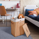 19 Gal Rectangle Laundry Basket Bamboo Clothes Hamper with Handles and Lid