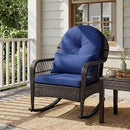 Patio Rattan Rocking Chair with Seat Back Cushions and Waist Pillow