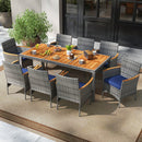 9 Pieces Patio PE Wicker Dining Set for Deck Garden and Yard