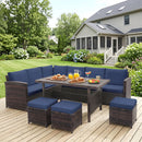 7 Pieces Wicker Patio Furniture Set-White