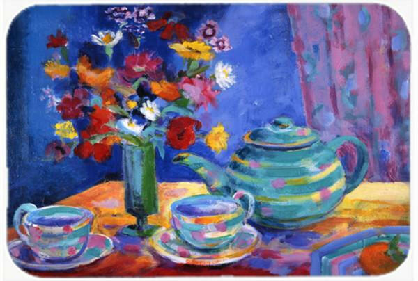 Blue Tea by Wendy Hoile Glass Cutting Boards – Durable, Decorative Kitchen Art Large HWH0010LCB