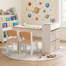 Kids Art Table and Chairs Set with 2 Chairs and Paper Roll