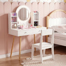 Kids Vanity Set with Lighted Mirror and Storage Drawers