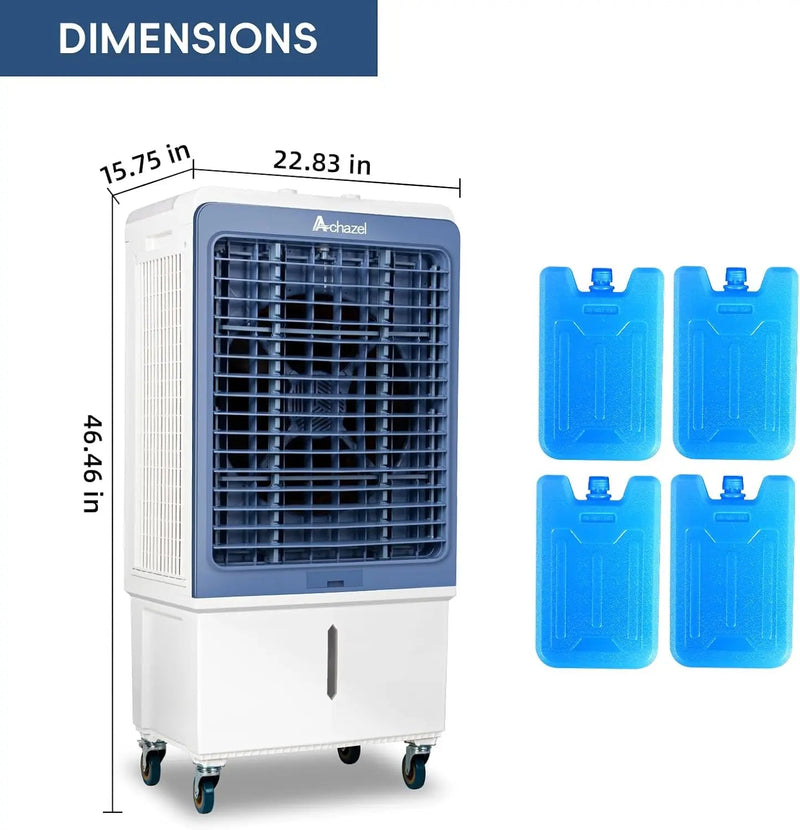 HYKOLITY Evaporative Air Cooler 4,129 CFM for 1076 Sq. Ft, 3-Speed Portable Swamp Cooler with 13.21 Gal Water Tank, Energy Saved Cooling Fan