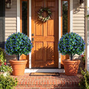 2 Pack Artificial Camellia Boxwood Topiary Ball Trees 27.5 Inches Faux Floral Shrubs by DirectDeals